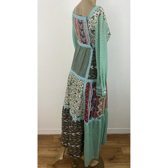 Glen of Michigan Polished Cotton Patchwork Print Dress Boho Hippie - Picture 10 of 14